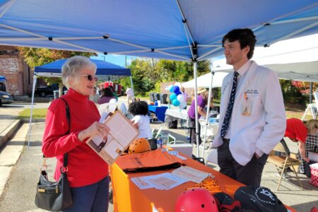 med student at health fair